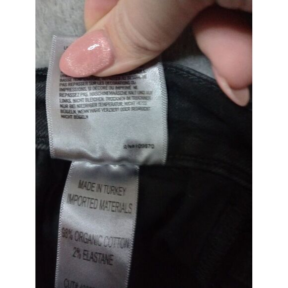 AGOLDE Sophie Crop High Rise Black Denim Raw Hem Skinny Leg Jeans Size 24 - Picture 7 of 16